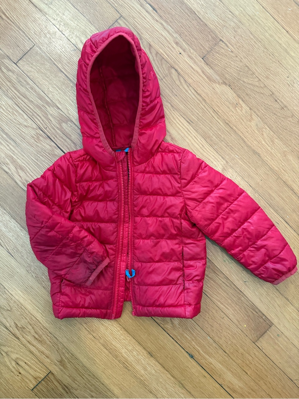 Primary Red Quilted Hooded Kids Puffer Jacket